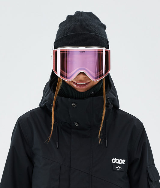Ski Goggles White/Pink Mirror