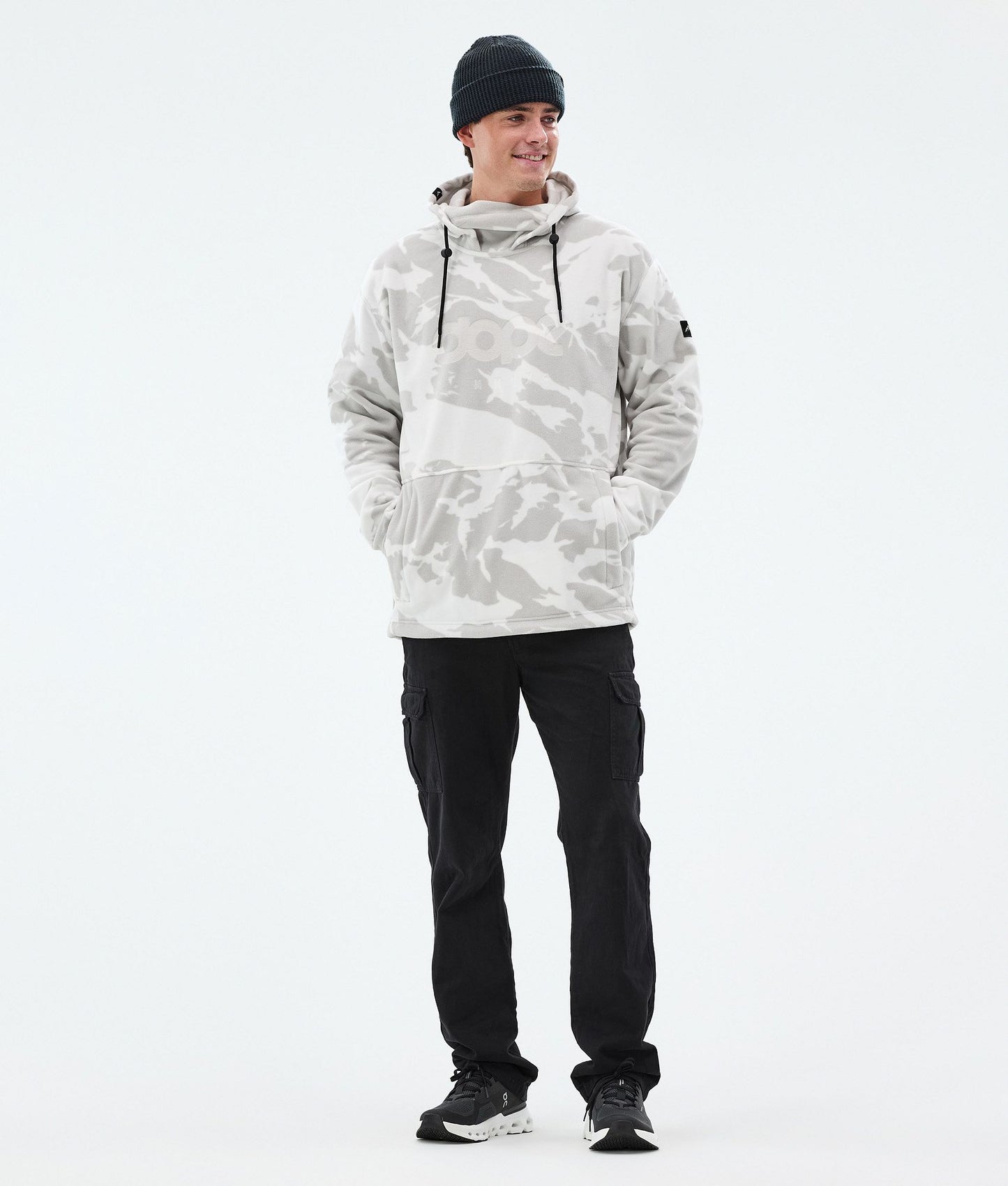 Fleece Hoodie Men Grey Camo