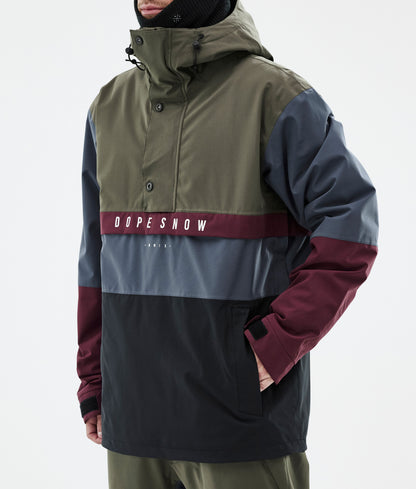 Snowboard Jacket Men Olive Green/Burgundy/Metal Blue/Black