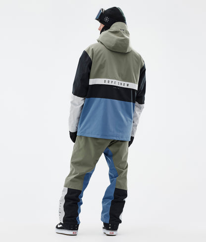 Snowboard Jacket Men Greenish/Light Grey/Black/Blue Steel