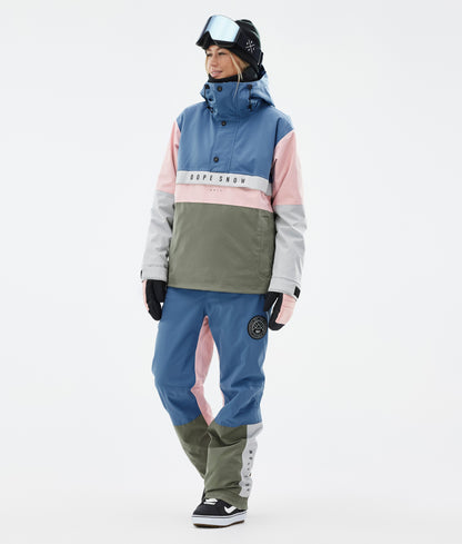 Snowboard Pants Women Blue Steel/Light Grey/Soft Pink/Greenish