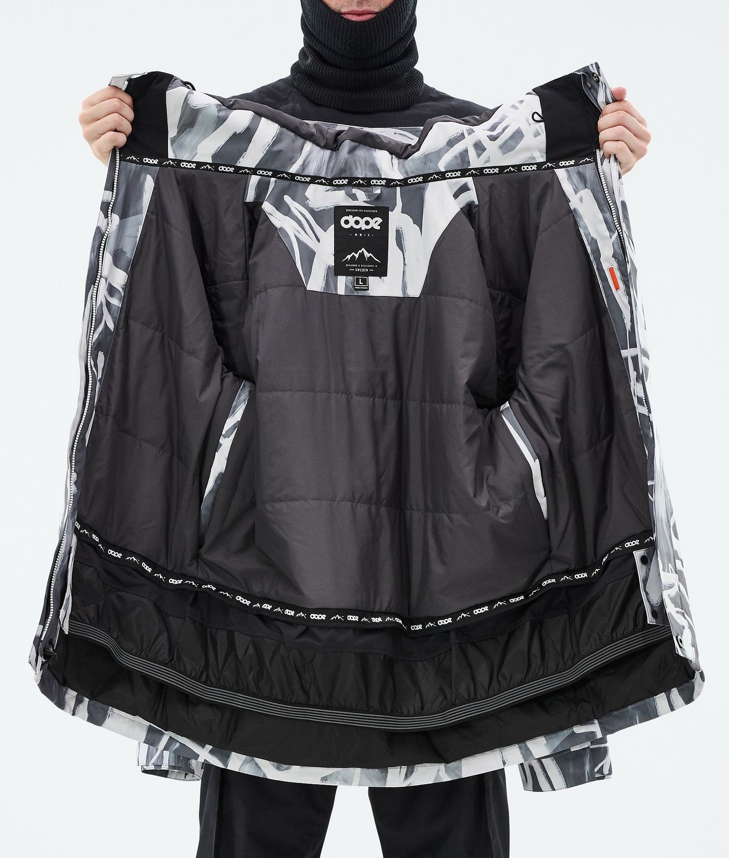 Snowboard Jacket Men Scribble Black