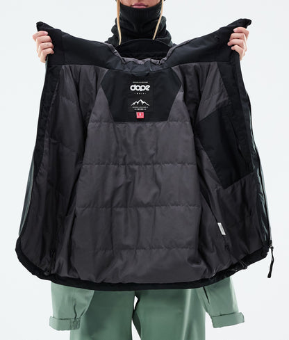 Snowboard Jacket Women Stripe Black/Faded Green