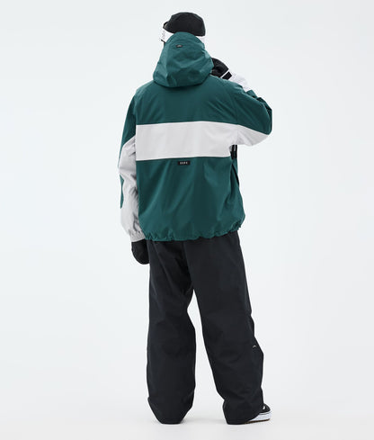 Snowboard Jacket Men Stripe Bottle Green/Light Grey