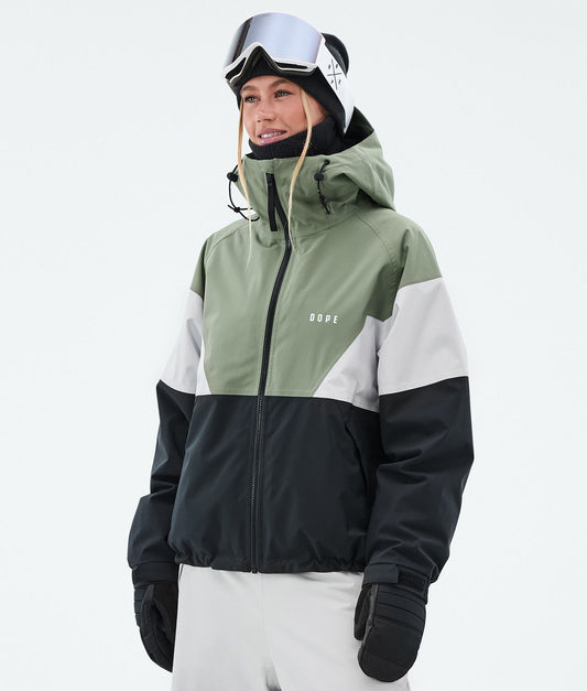 Snowboard Jacket Women Sport Moss Green/Light Grey/Black