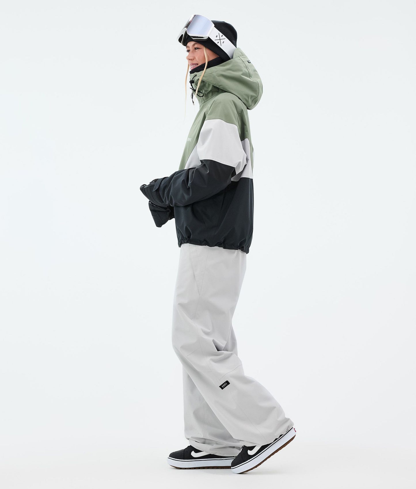 Snowboard Jacket Women Sport Moss Green/Light Grey/Black